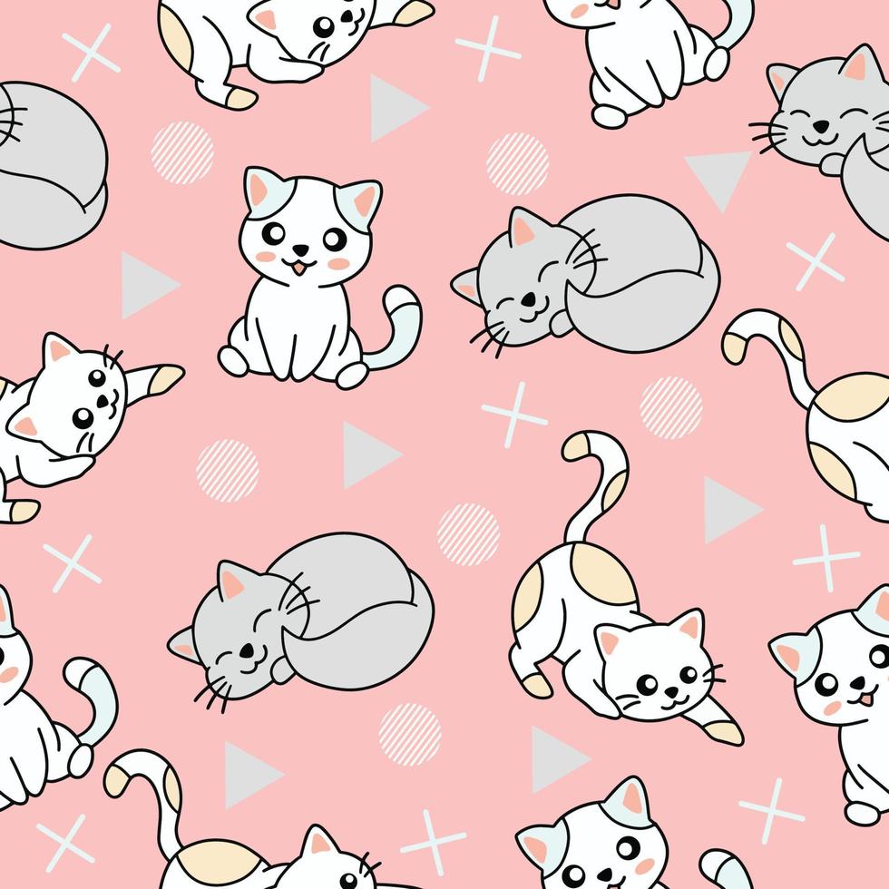 papel de parede de padrão sem emenda bonito animal laranja fofo com design rosa. vetor