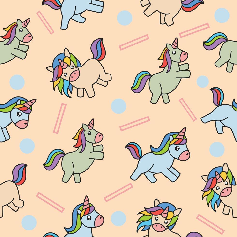 doodle de padrão perfeito de cavalo de unicórnio mágico animal fofo para crianças e bebês vetor