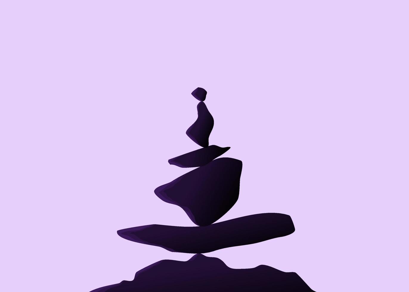 equilibrando o conceito de ilustração vetorial plana de pedra ou pedra calmante natureza cairn pedras de equilíbrio vetor