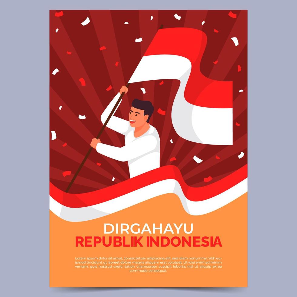modelo de cartaz do dia da independência da indonésia vetor