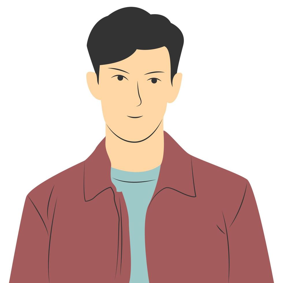 personagem masculino vestindo jaqueta vermelha em estilo cartoon plana vetor