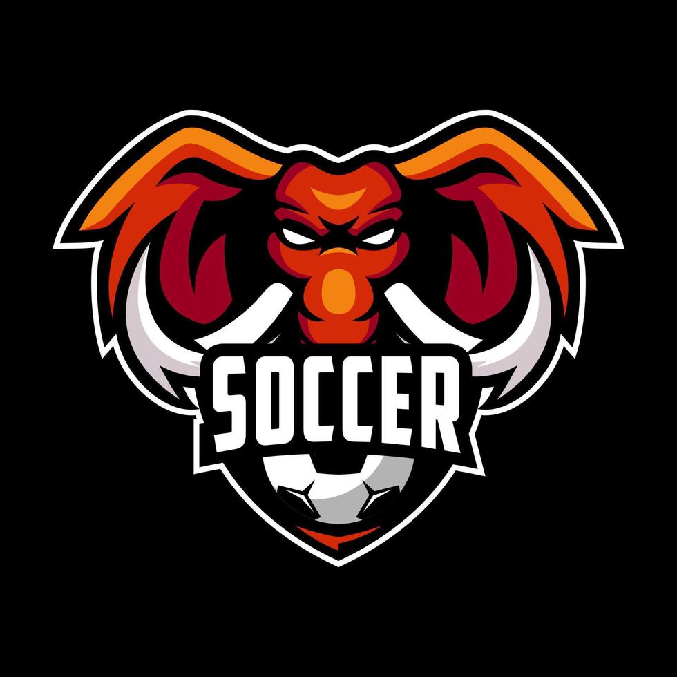 design de logotipo de elefante de clube de futebol premium vetor