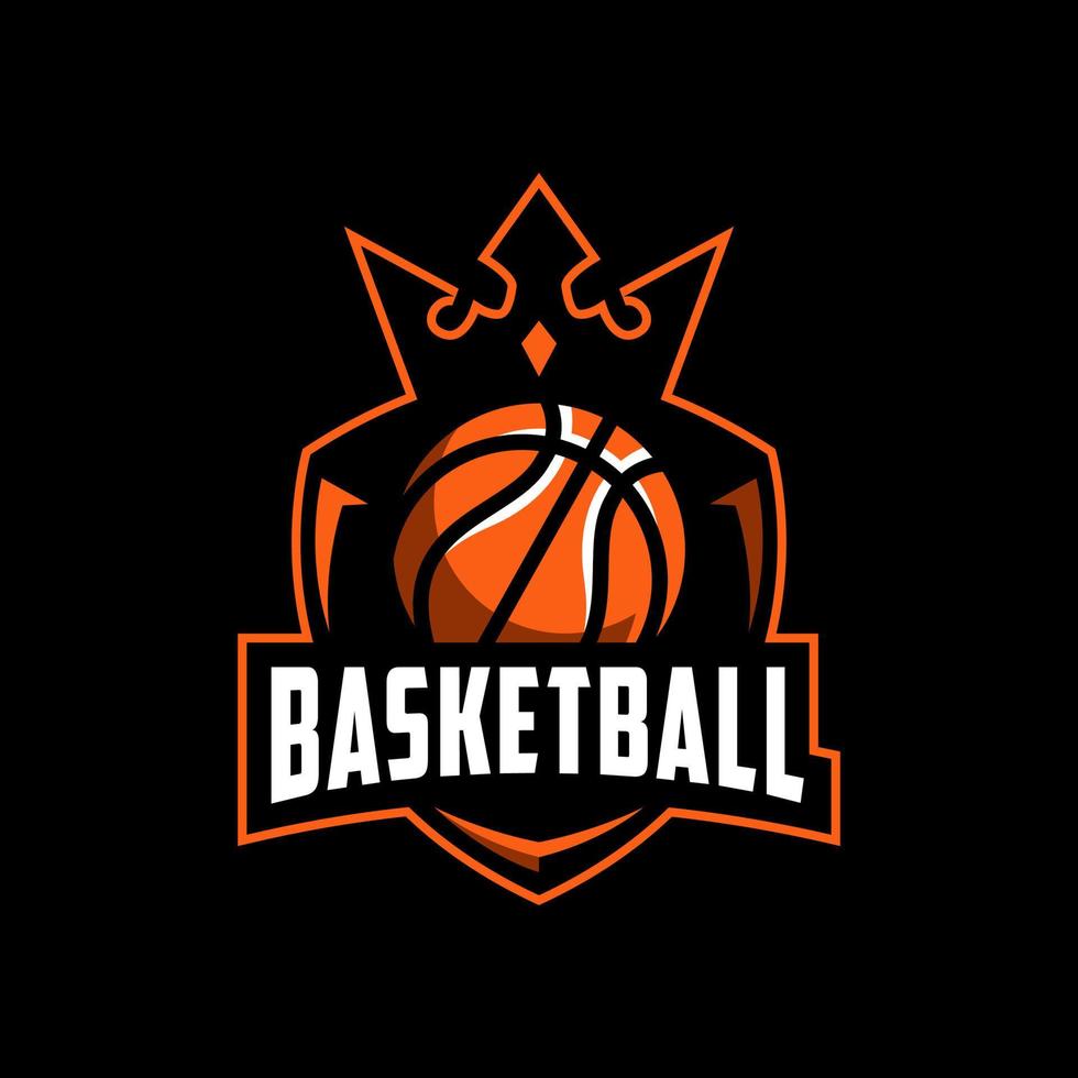 design de logotipo de esportes rei de basquete vetor