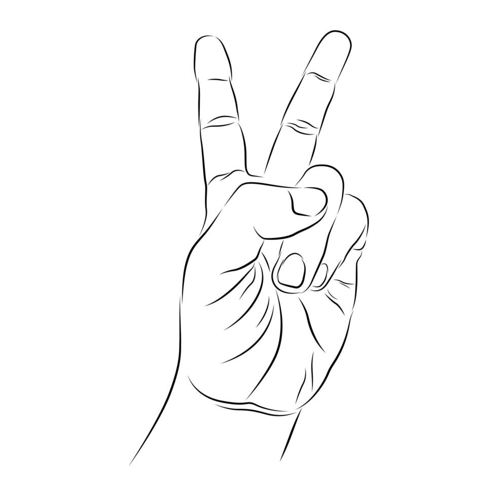 design de mão com linha abstrata preta. símbolo de paz. ilustração vetorial vetor