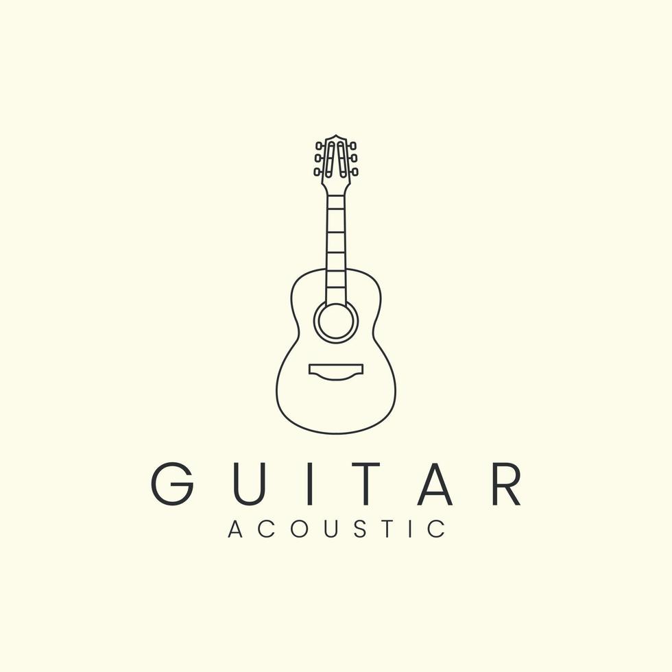 guitarra com design de modelo de ícone de logotipo de estilo linear. acústico, melodia, corda, ilustração vetorial vetor