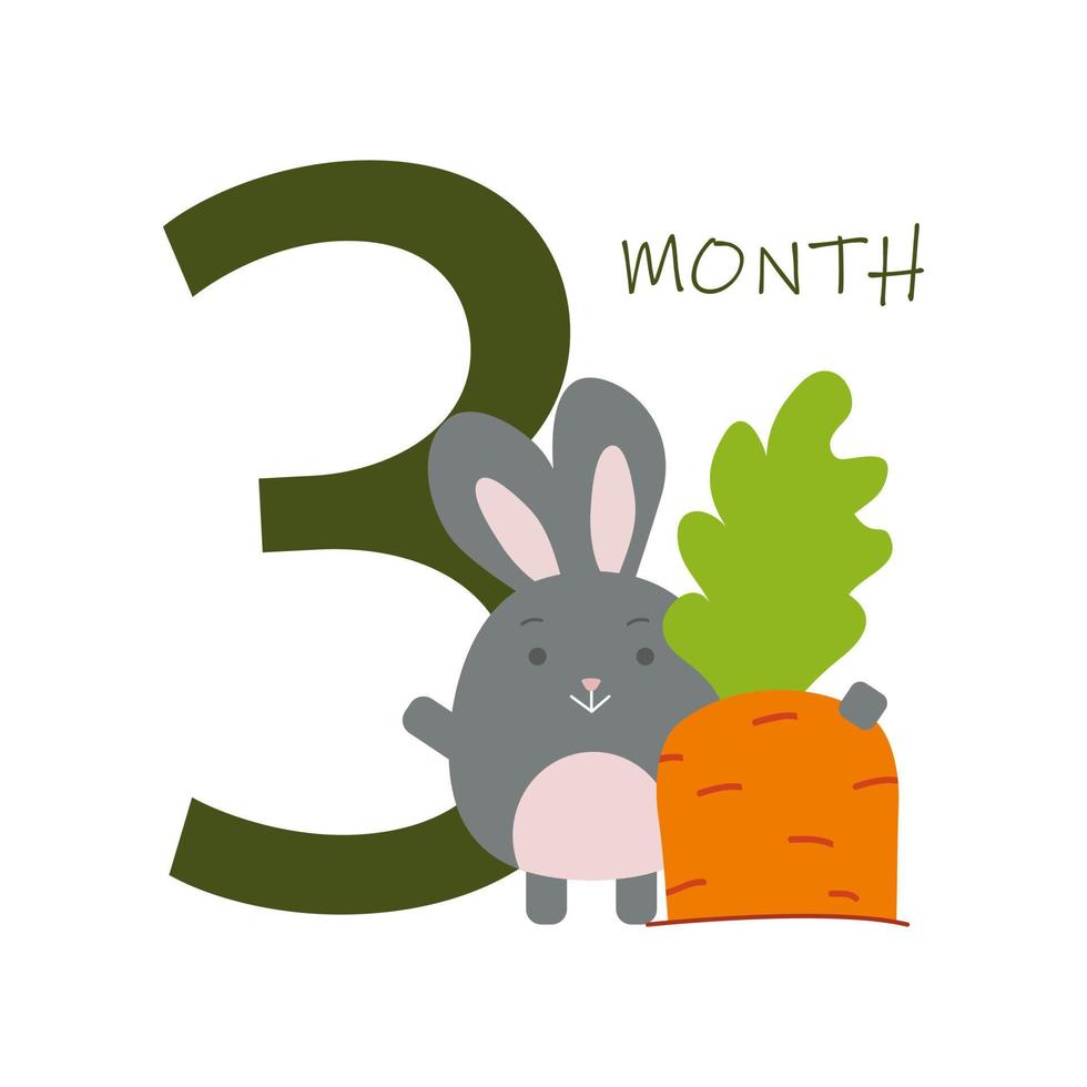 3 meses de vida de um bebê com um coelho vetor