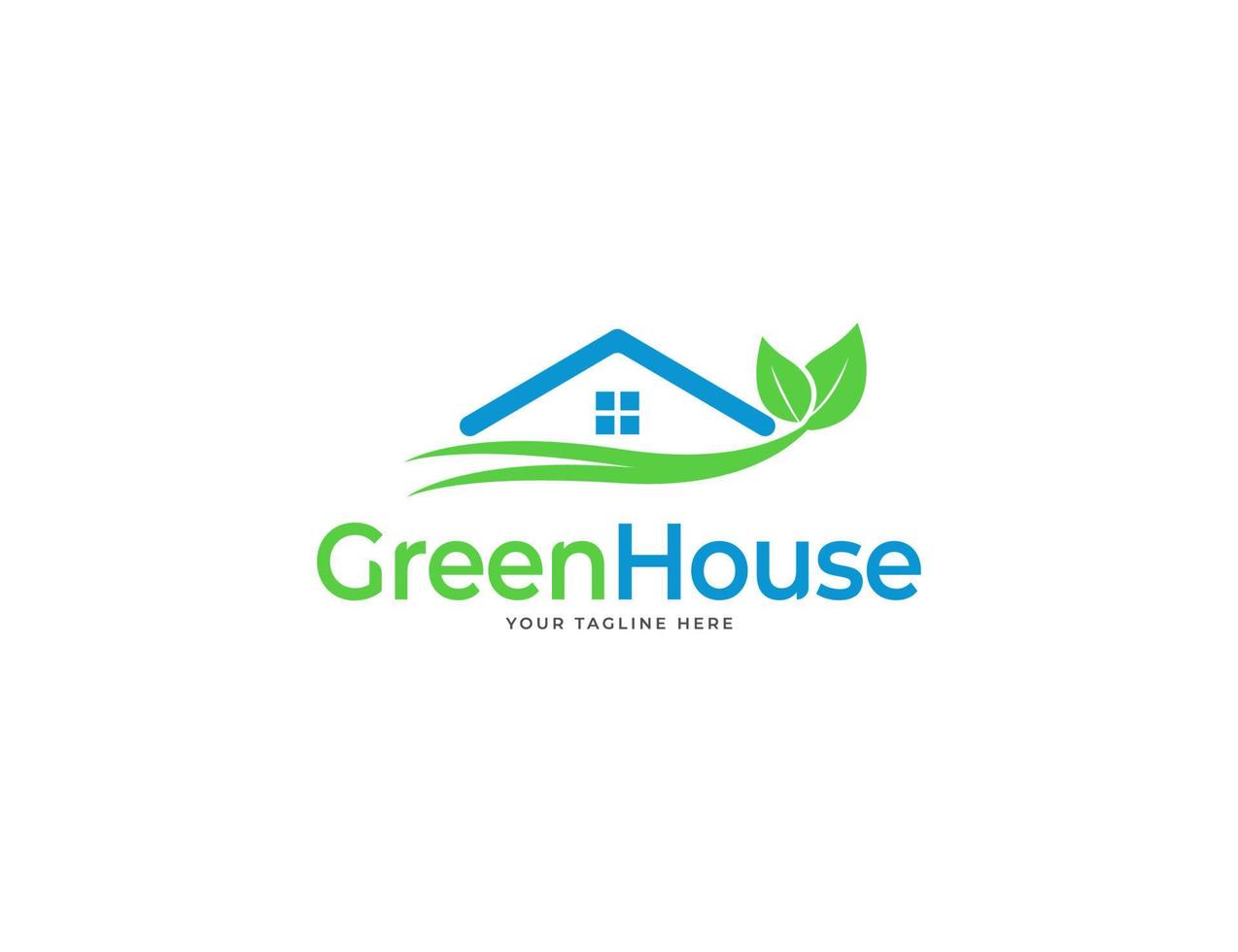 logotipo da casa verde com conceito de telhado e folhas vetor