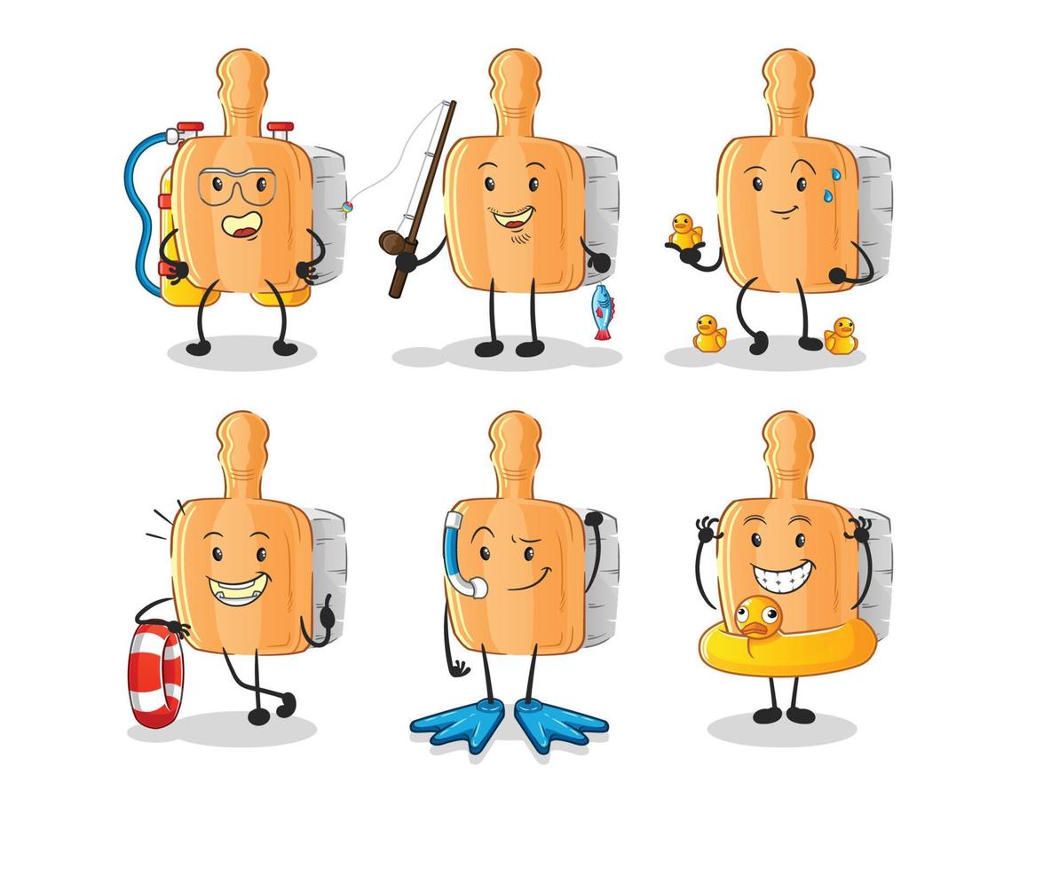 mascote dos desenhos animados de escova de madeira. vetor de desenho animado