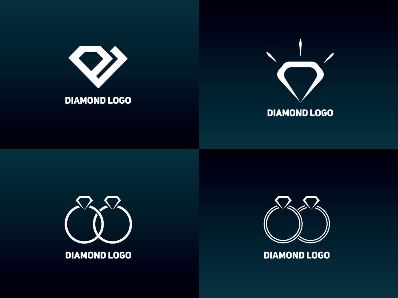 coleções de logotipos de joias de diamantes com brilho elegante com cor branca vetor