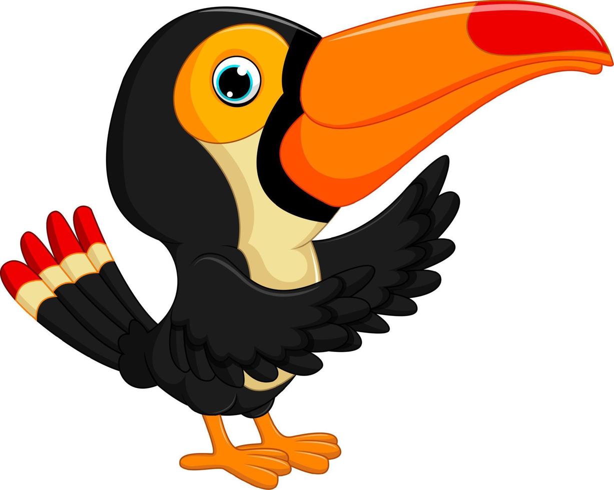 desenho animado pássaro feliz tucano vetor