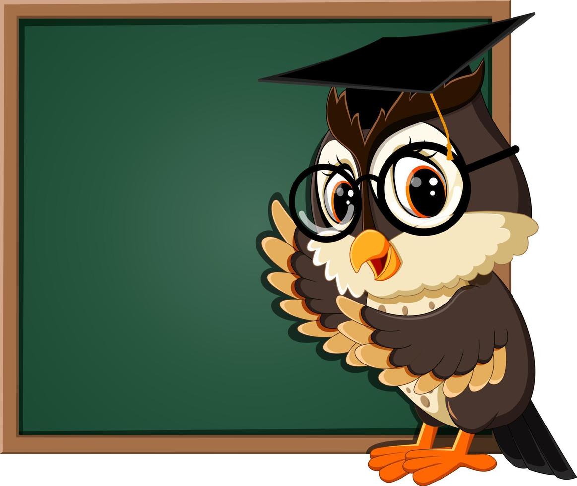 ilustração de professor de coruja no quadro-negro vetor