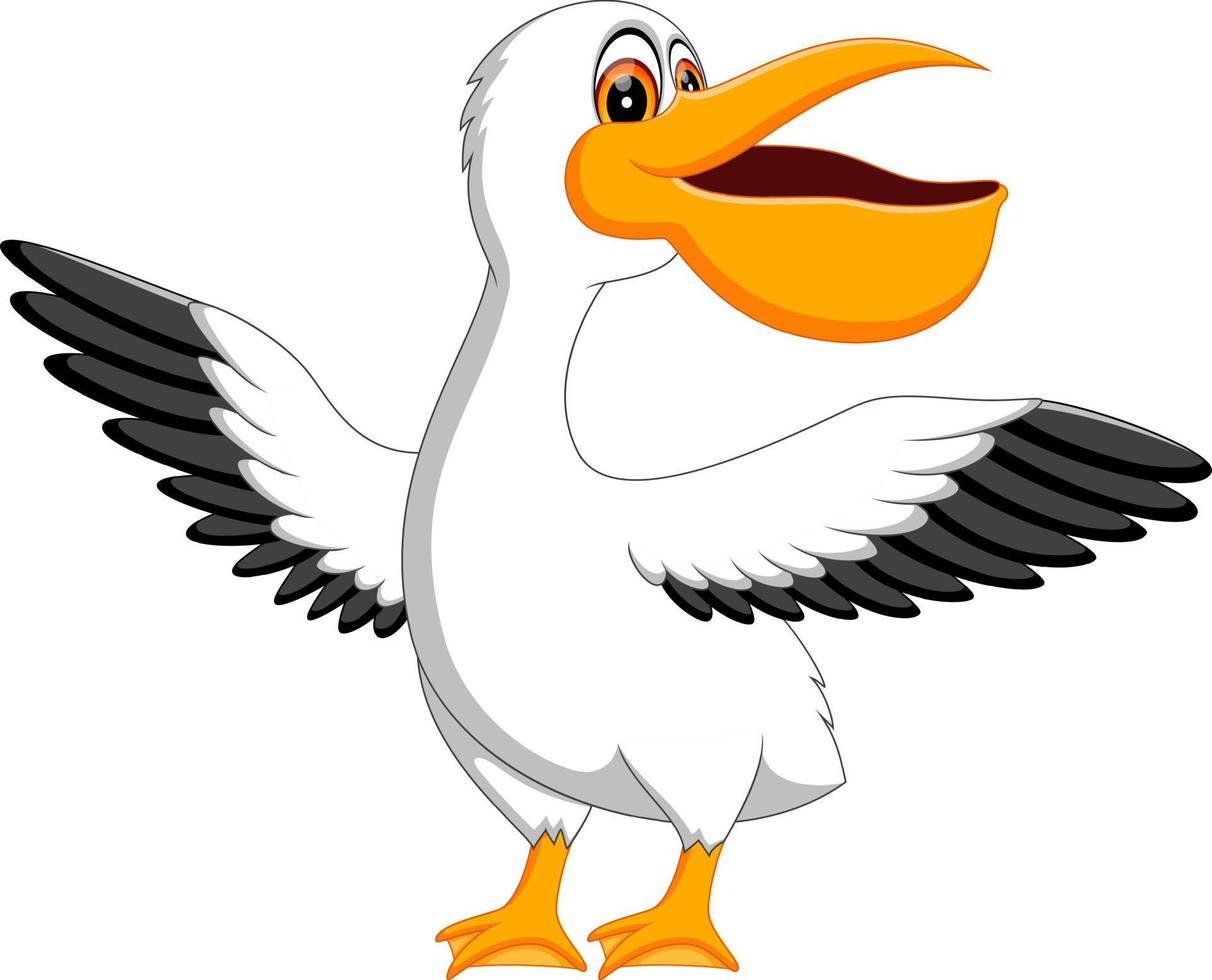 ilustração de desenho animado de pelicano fofo vetor