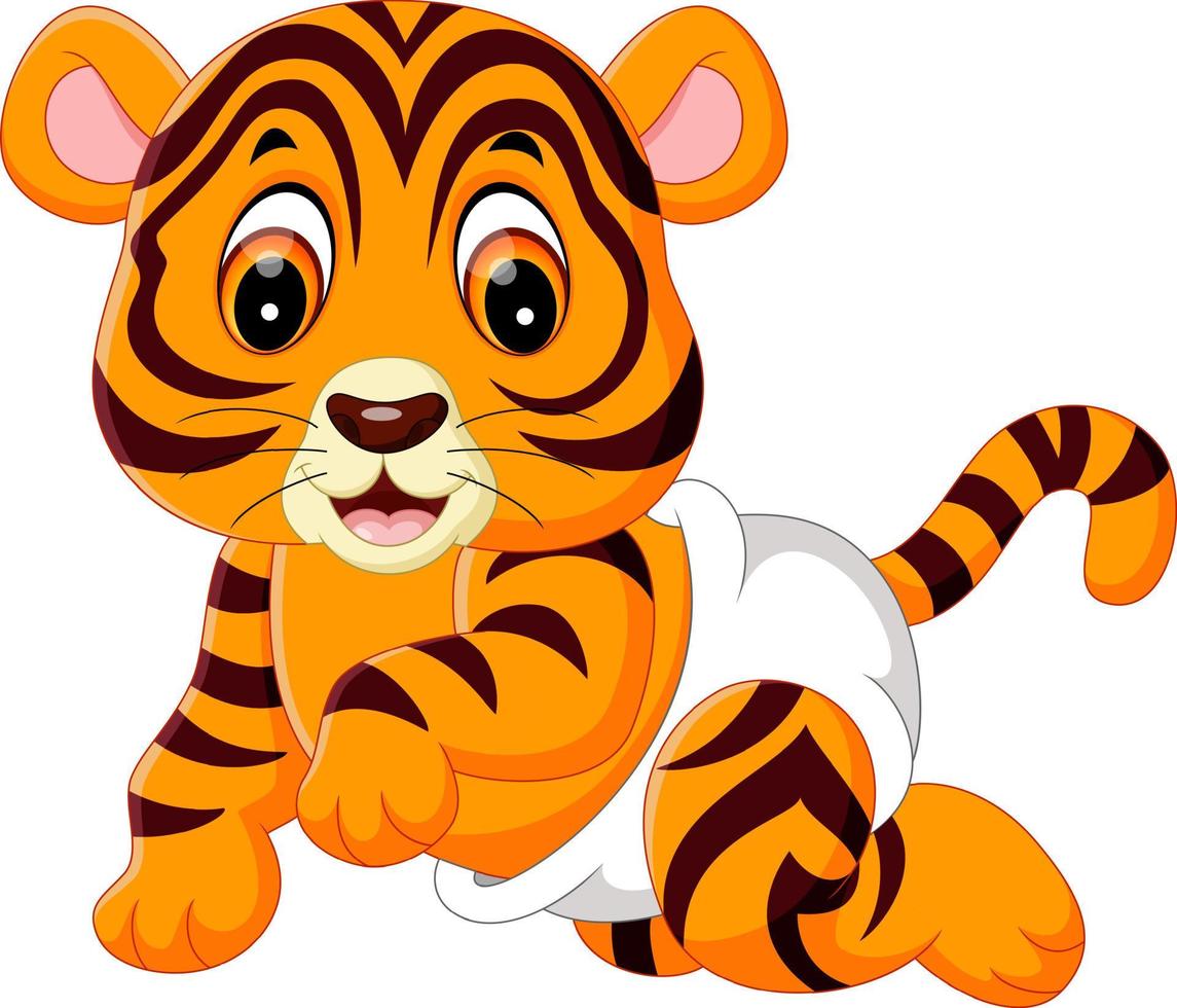 ilustração de tigre bebê fofo vetor