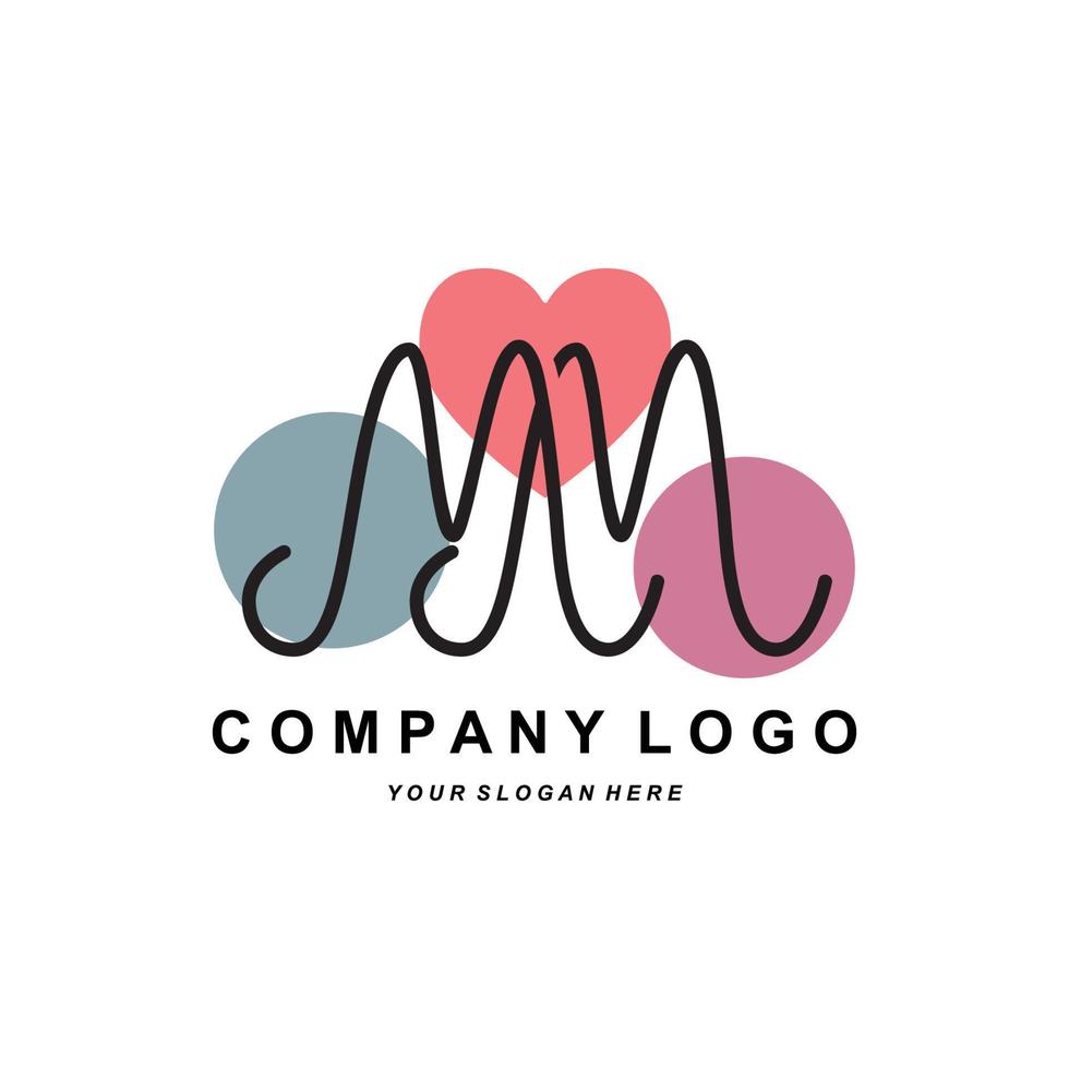 logotipo da letra m, design de iniciais da marca da empresa, ilustração em vetor de impressão de tela de adesivo