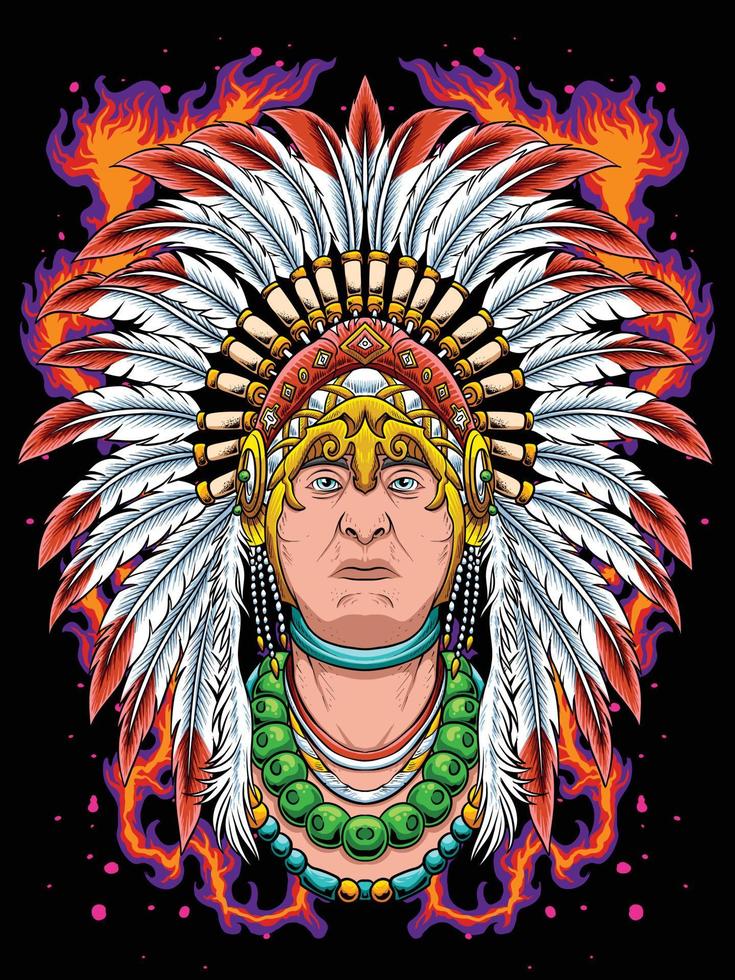 personagem de tribo indígena chefe nativo vetor