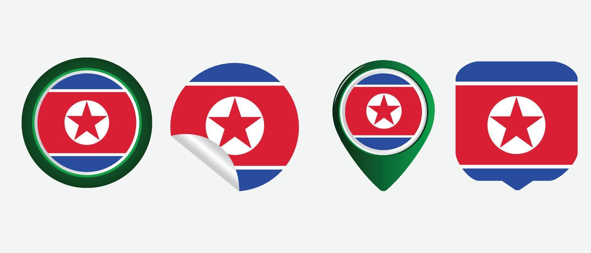 ícone de bandeira da coreia do norte. conjunto de ícones da web. coleção de ícones plana. ilustração vetorial simples. vetor