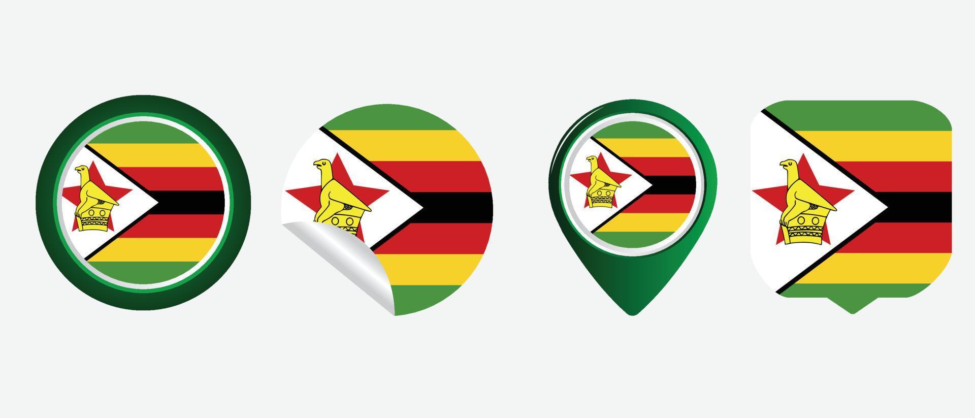 bandeira do zimbabué. ilustração em vetor símbolo ícone plano