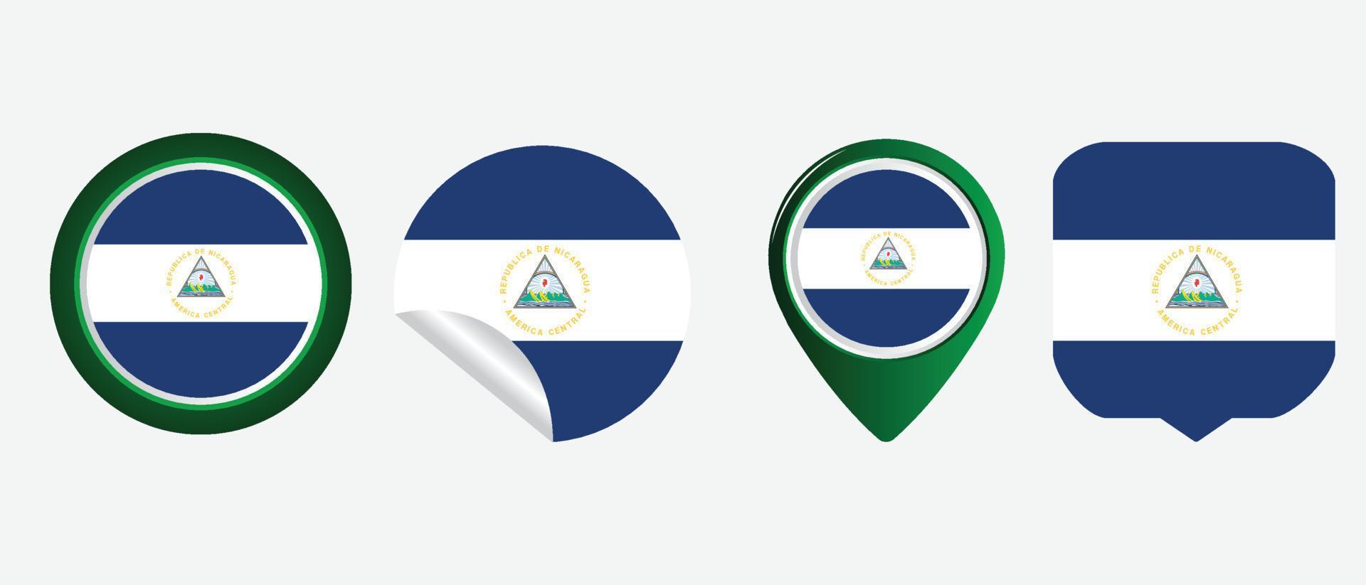 ícone de bandeira da nicarágua. conjunto de ícones da web. coleção de ícones plana. ilustração vetorial simples. vetor