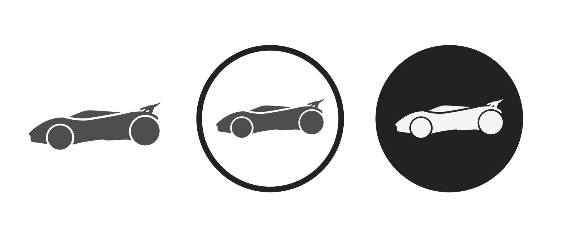 conjunto de ícones de carros de corrida. coleção de logotipo de contorno preto de alta qualidade para design de site e aplicativos móveis de modo escuro. ilustração vetorial em um fundo branco vetor