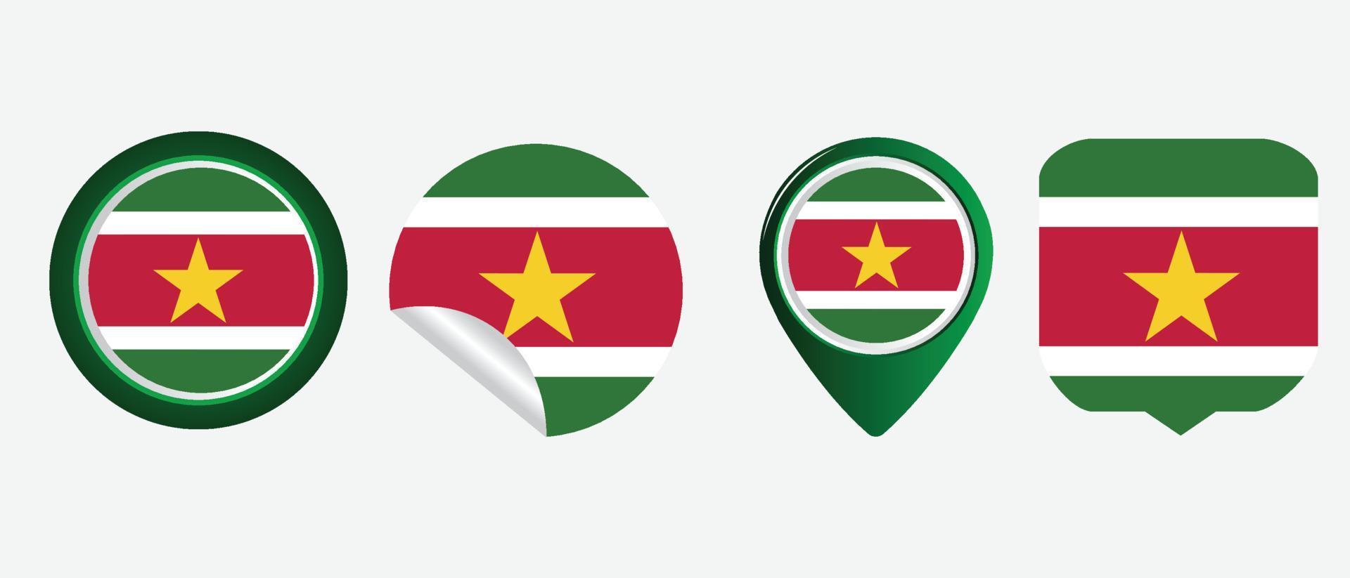 ícone de bandeira do Suriname. conjunto de ícones da web. coleção de ícones plana. ilustração vetorial simples. vetor