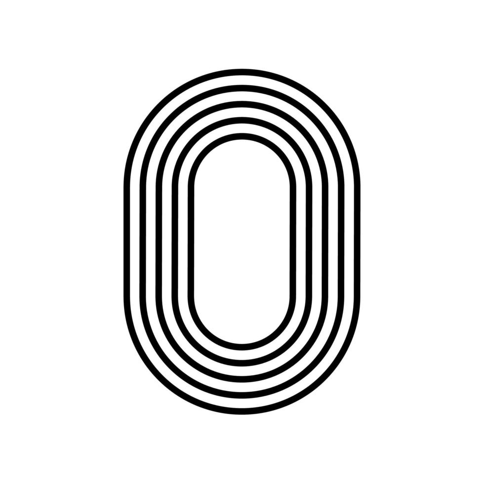 logotipo moderno linear do numeral 0. número em forma de faixa de linha. caractere de número do alfabeto e design abstrato linear de número. logotipo, identidade corporativa, aplicativo, pôster criativo e muito mais. vetor