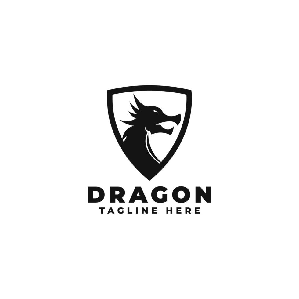 ilustração de design vetorial de logotipo de campo de dragão, distintivo de logotipo de dragão vetor