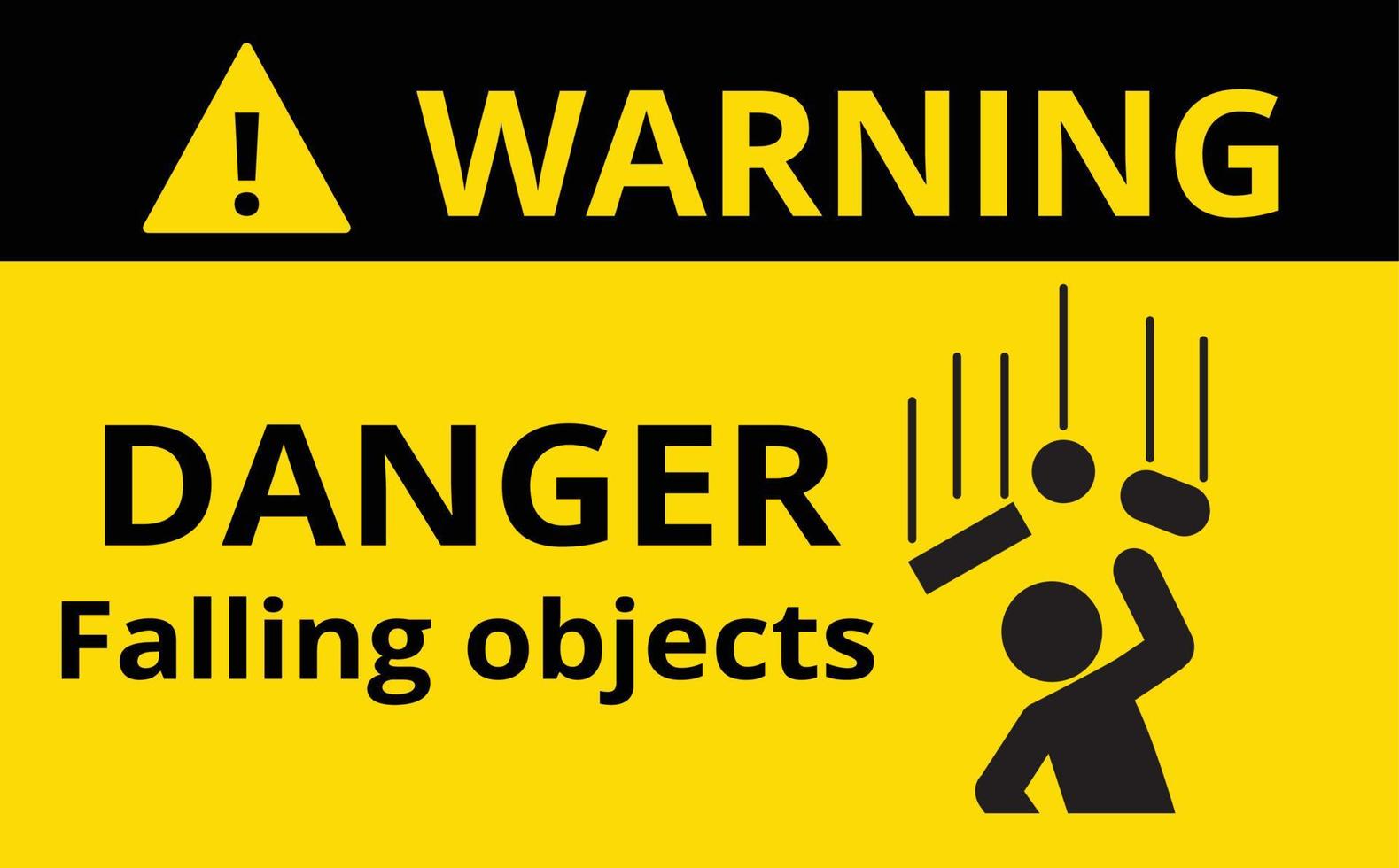 objetos caindo, sinal de aviso, segurança em primeiro lugar, conceito de construção, ilustração vetorial. vetor