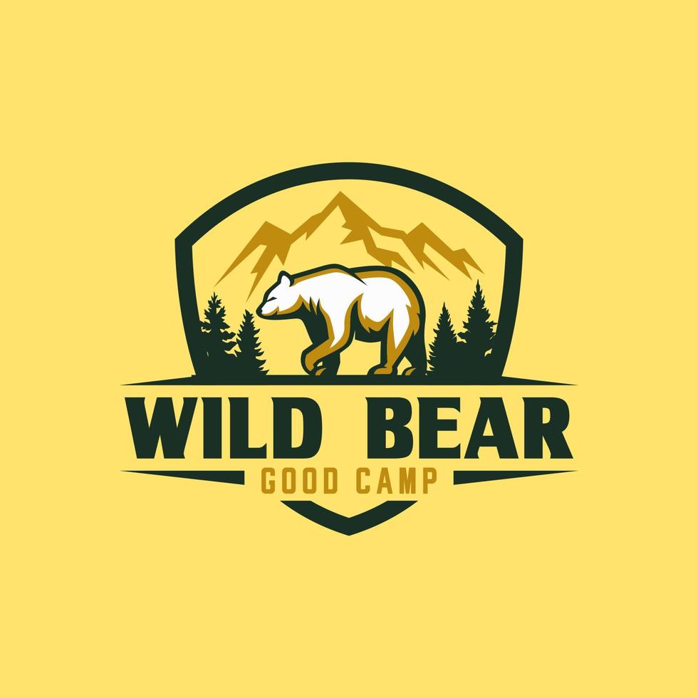 modelo de vetor de design de logotipo de urso vintage