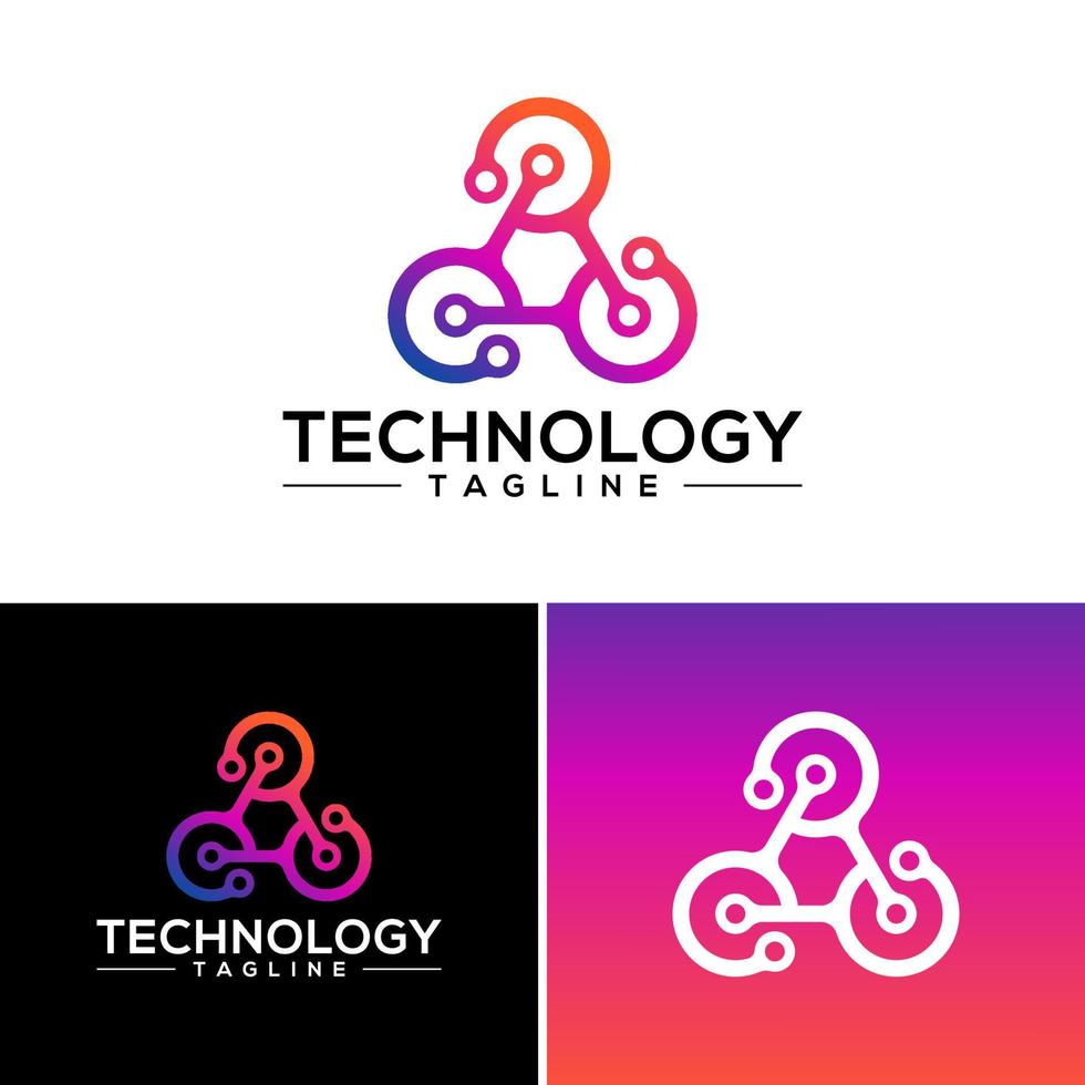 modelo de vetor de design de logotipo de tecnologia digital colorida