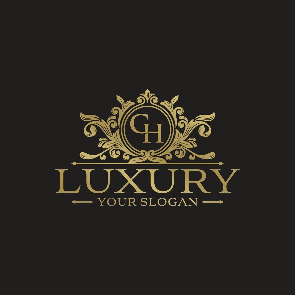 modelo de logotipo de círculo de luxo heráldico floral em vetor para restaurante, realeza, boutique, café, hotel, joias, moda e outras ilustrações vetoriais