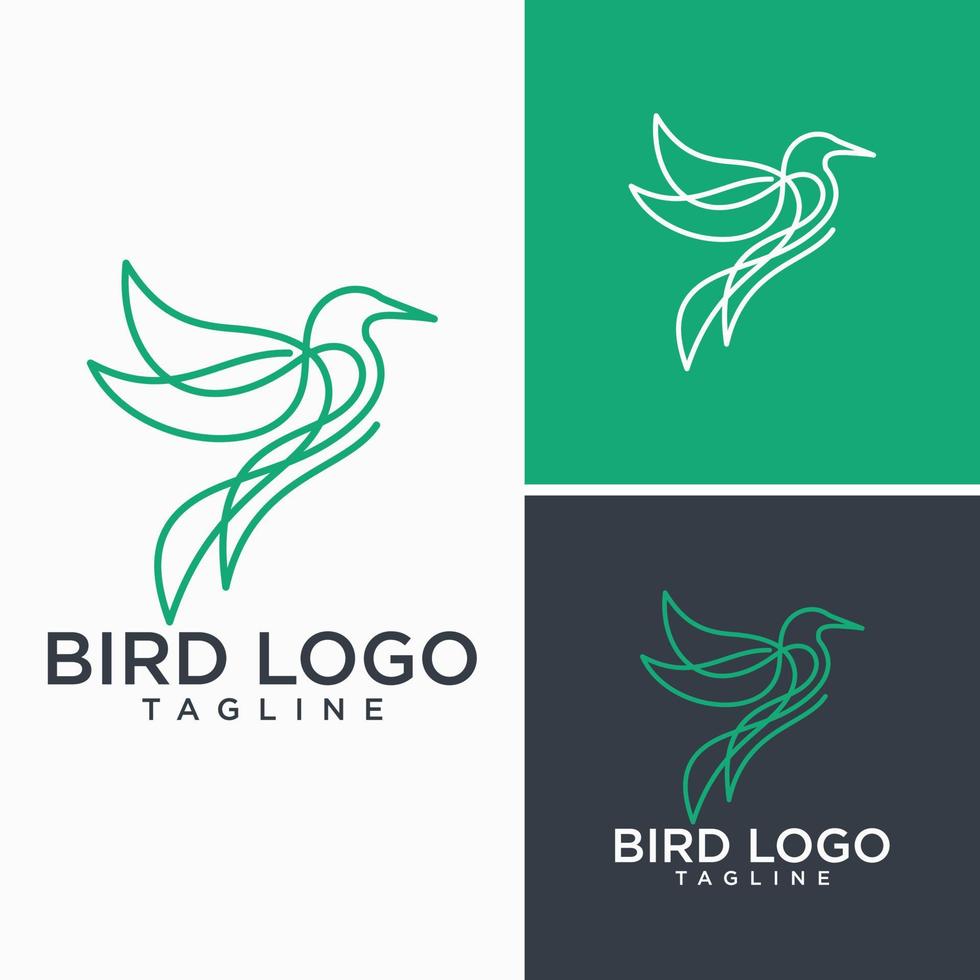 ilustração de design de ícone de logotipo de linha de beija-flor vetor