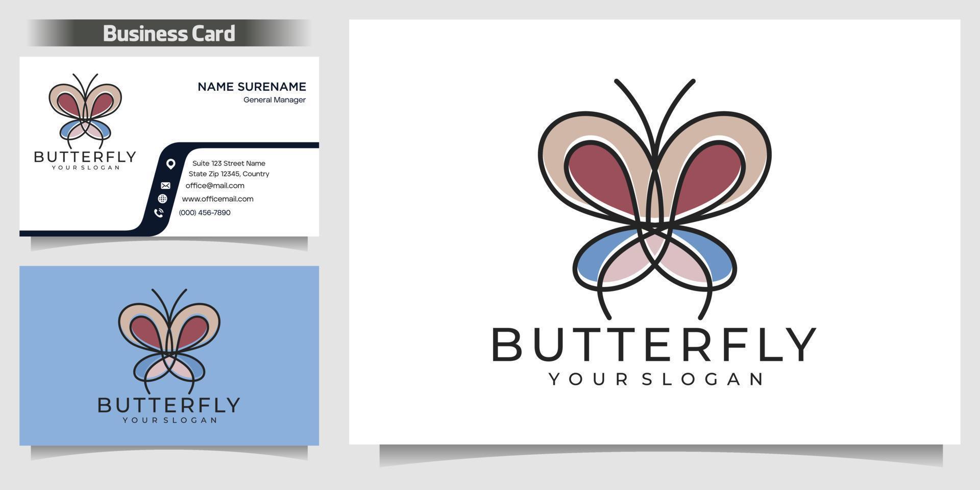 ilustração de ícone monoline de contorno de linha de vetor de logotipo de borboleta
