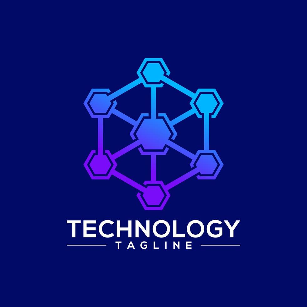 modelo de vetor de logotipo de tecnologia hexágono