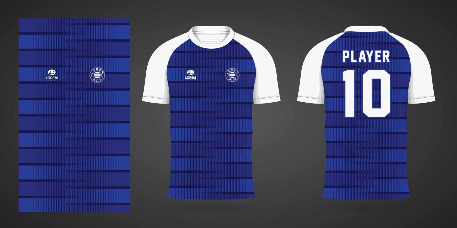 modelo de design de esporte de camisa de futebol azul vetor