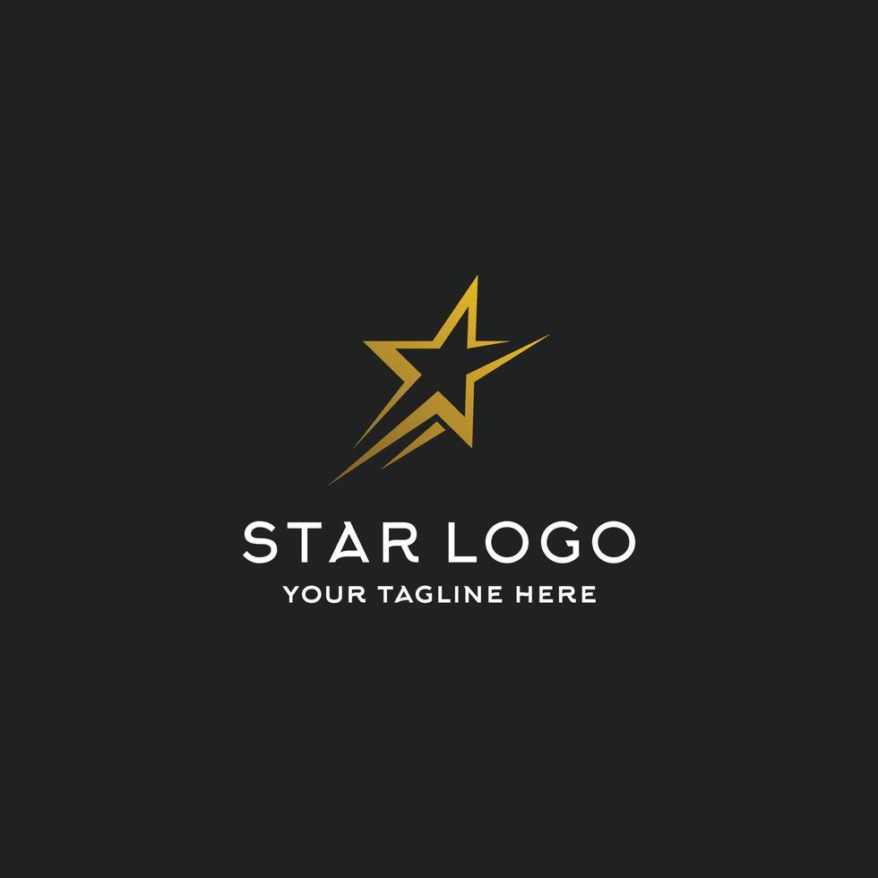 vetor de logotipo de estrela dourada em estilo elegante em fundo preto, adequado para sua necessidade de design, logotipo, ilustração, animação, etc.