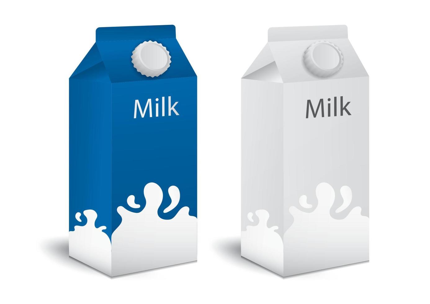 caixas de leite, caixas de suco definem vetor realista. pacotes de maquetes. embalagem de bebida de papel branco 3d.