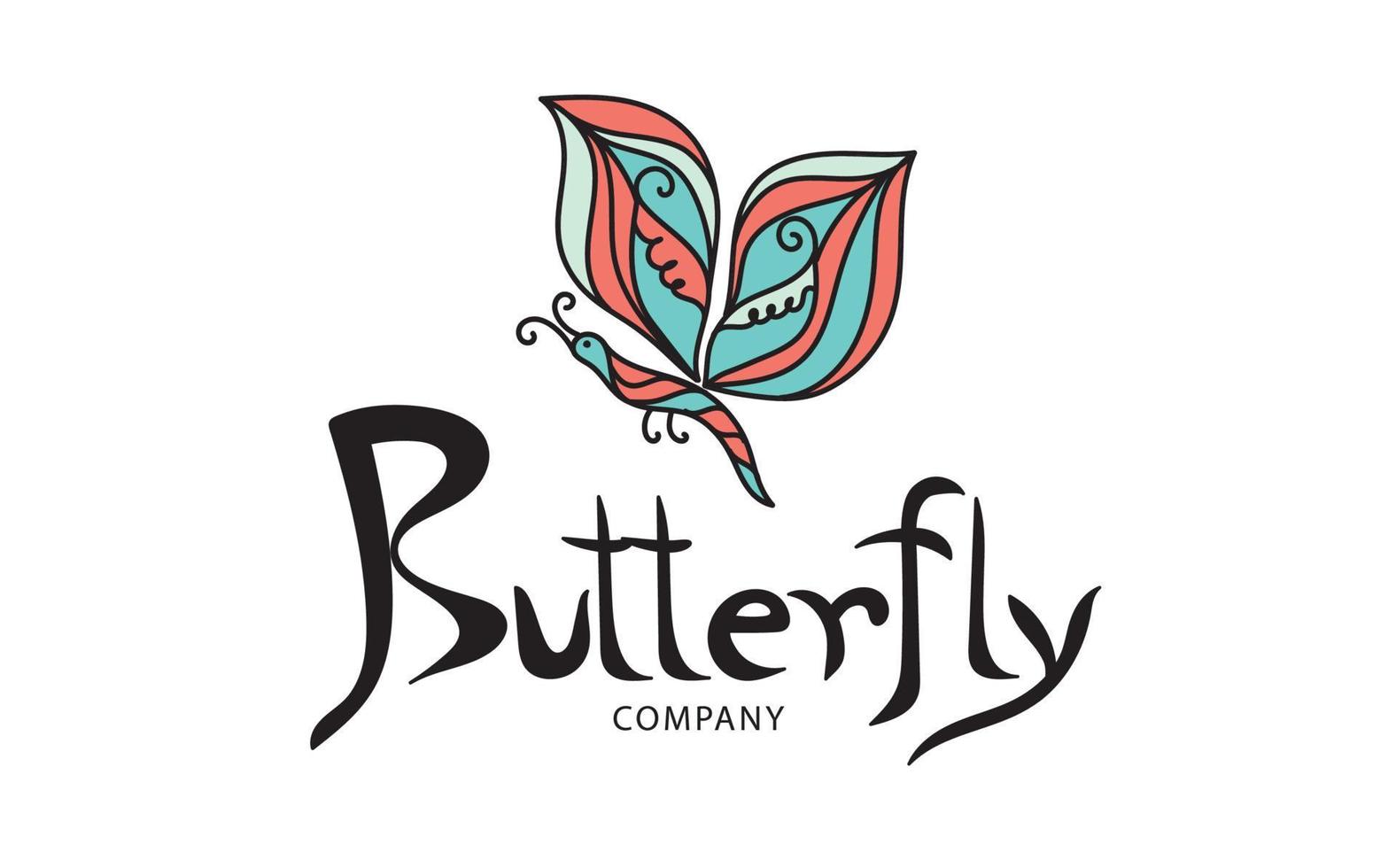 modelo de vetor de logotipo de borboleta para cosméticos, beleza, spa. ilustração de borboleta desenhada de mão. estilo vintage
