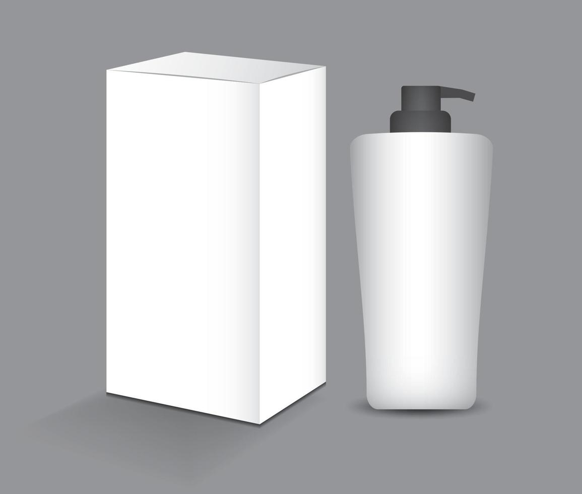vetor de garrafa 3D. embalagem de garrafa de xampu de plástico branco para creme, pele, loção, xampu, beleza, saúde, medicina, suplemento. 3D realista. maquete 3d realista. design de produto. pacote cosmético.
