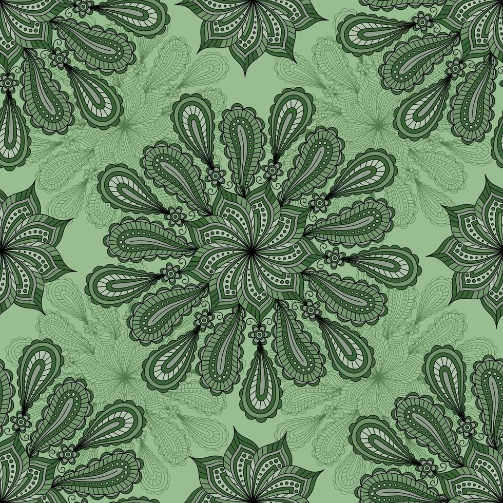 fundo de vetor verde sem costura com ornamento estampado