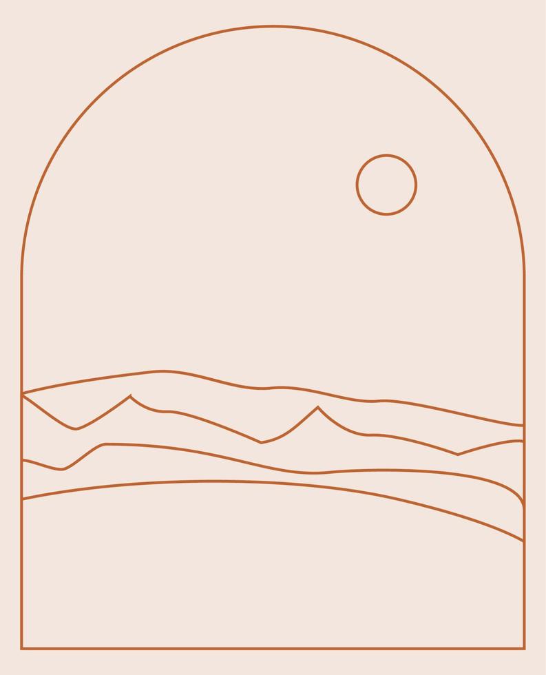 logotipos de paisagem boho em estilo de revestimento minimalista na moda vetor