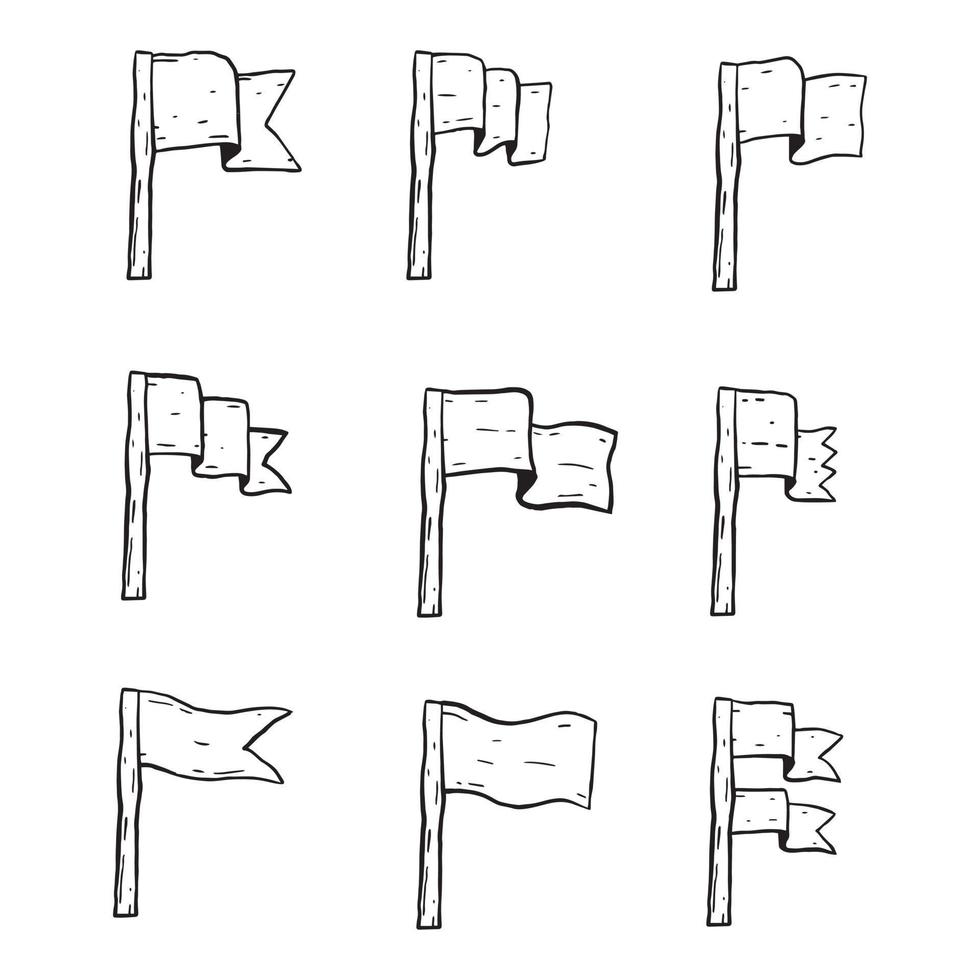 coleção de bandeiras desenhadas à mão doodle ilustração para pôster de adesivos etc vetor