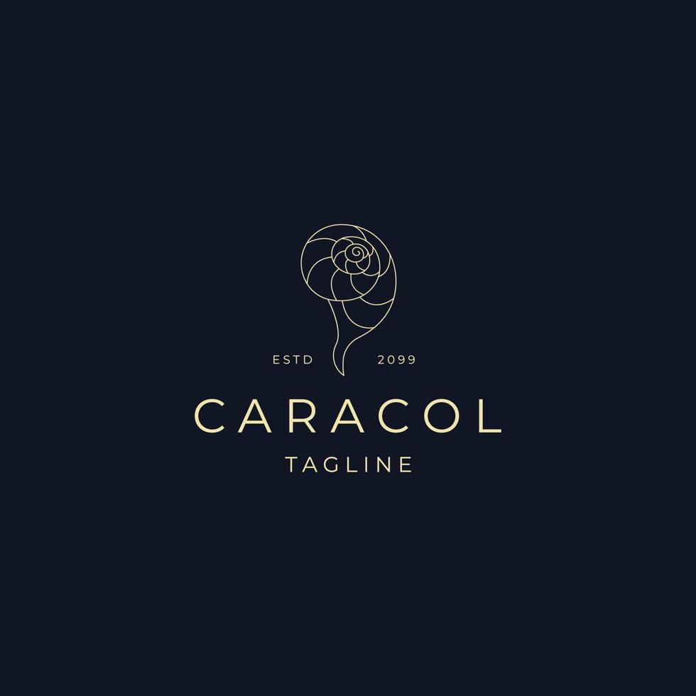 arte de linha de caracol modelo de design de ícone de logotipo de luxo elegante vetor plano