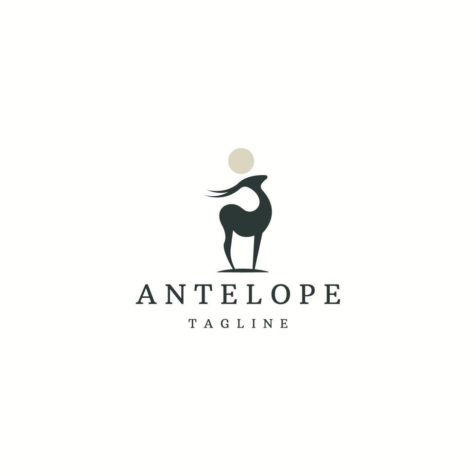 modelo de design de ícone de logotipo animal antílope ilustração vetorial plana vetor