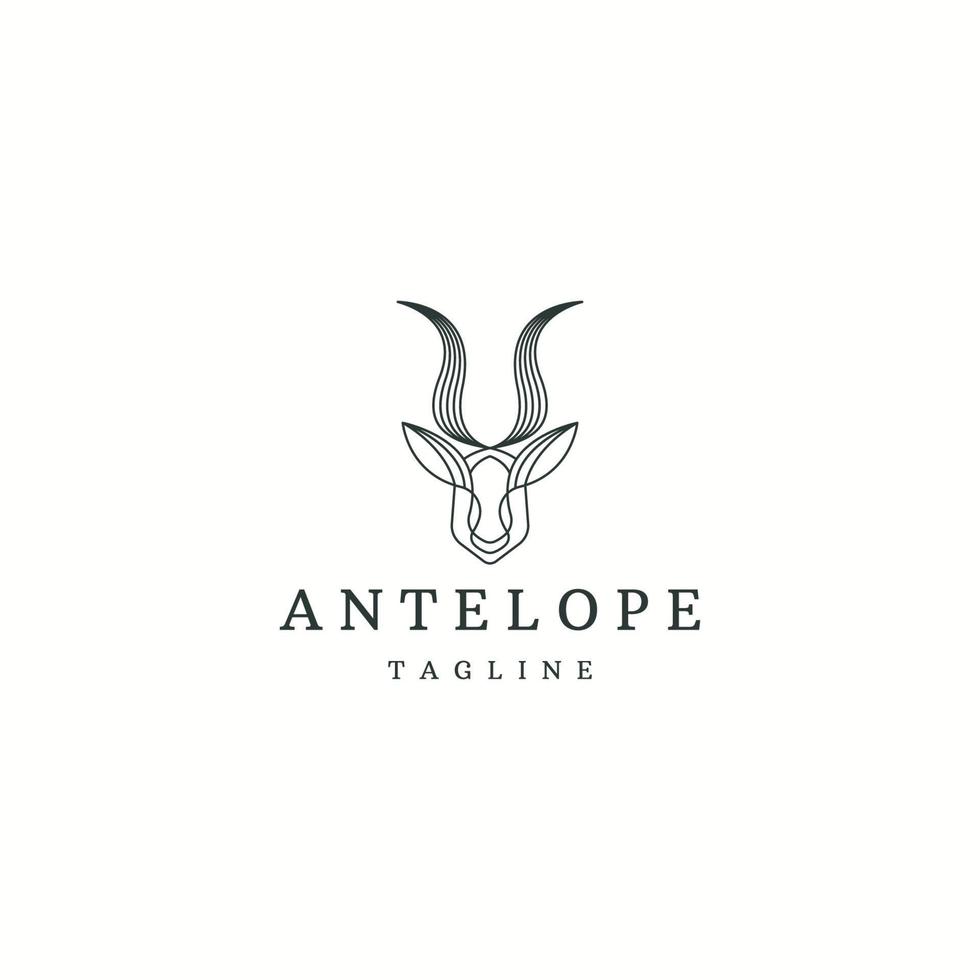 modelo de design de ícone de logotipo animal antílope ilustração vetorial plana vetor