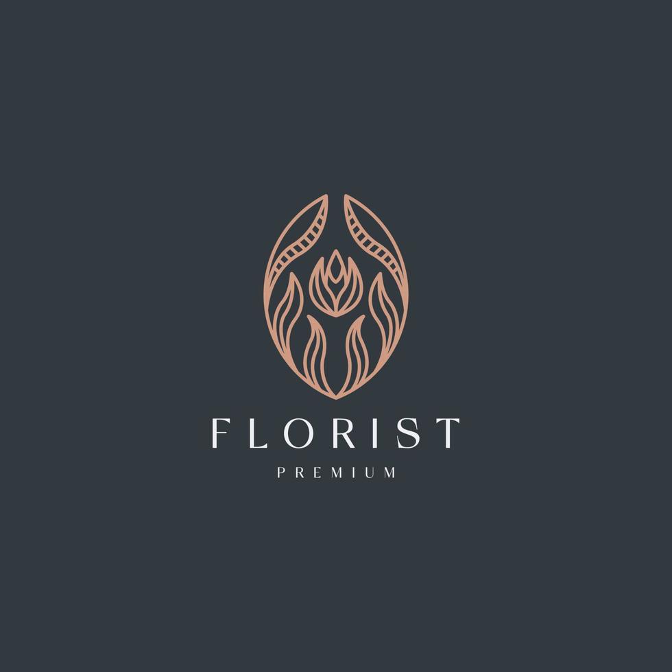 luxuoso floral com modelo de design de ícone de logotipo de estilo de linha. flor, florista, natureza, folha, beleza, spa, cosmético, ioga, ilustração em vetor plana moderna gradiente