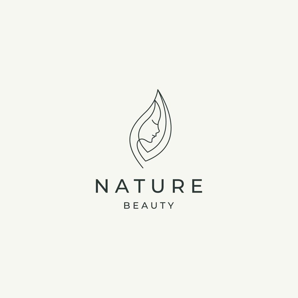 modelo de design de ícone de logotipo de mulher de beleza natural vetor plano