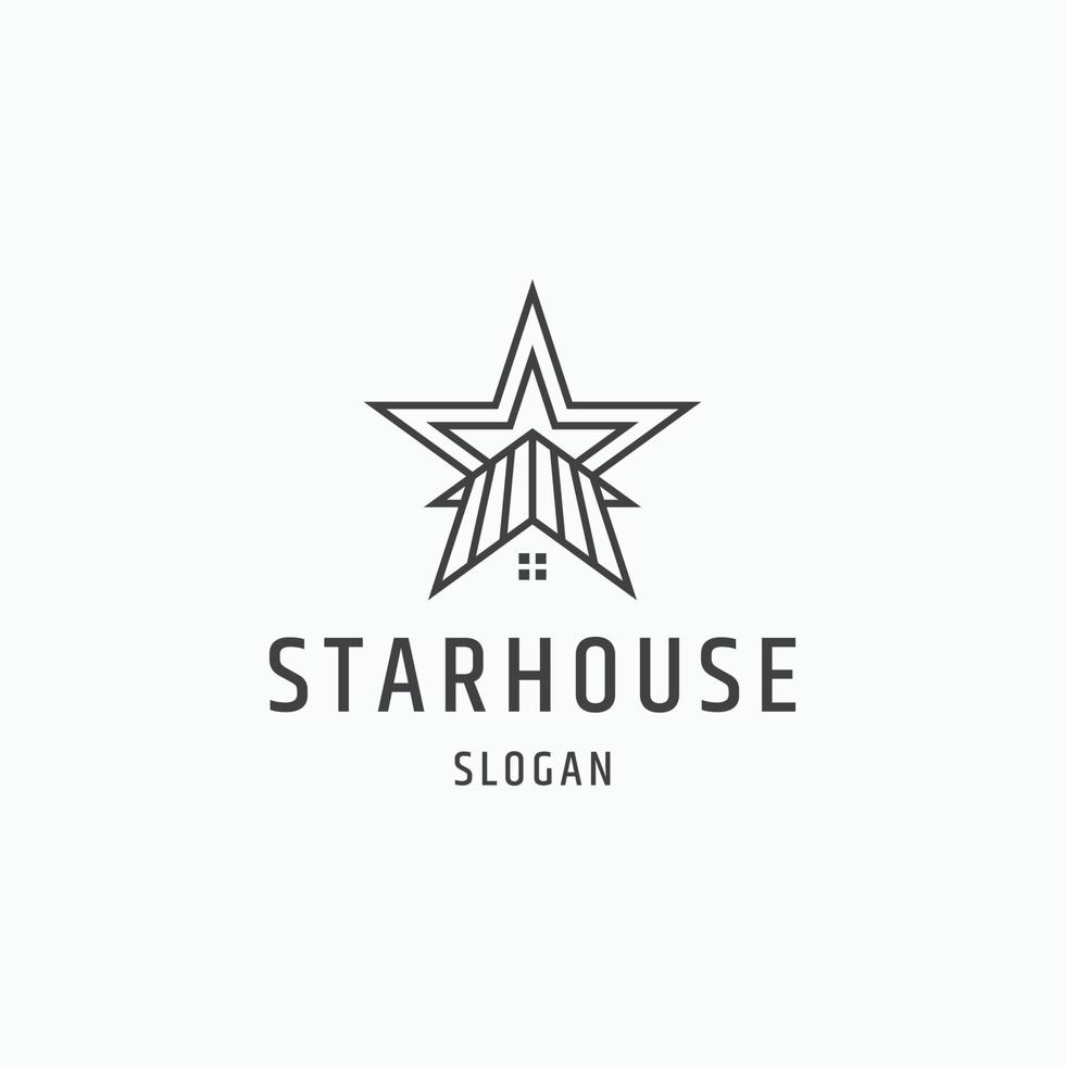 design de ícone de logotipo de estilo de linha de casa estrela ilustração vetorial de modelo plano vetor