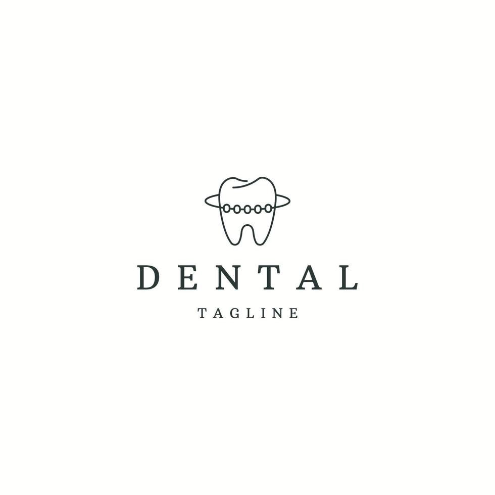 dente dental com modelo de design de ícone de logotipo de estilo de linha vetor plana