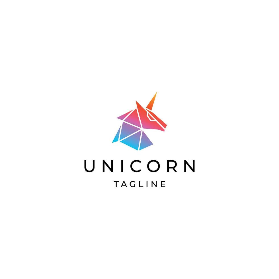 vetor plano de modelo de design de ícone de logotipo de cavalo unicórnio