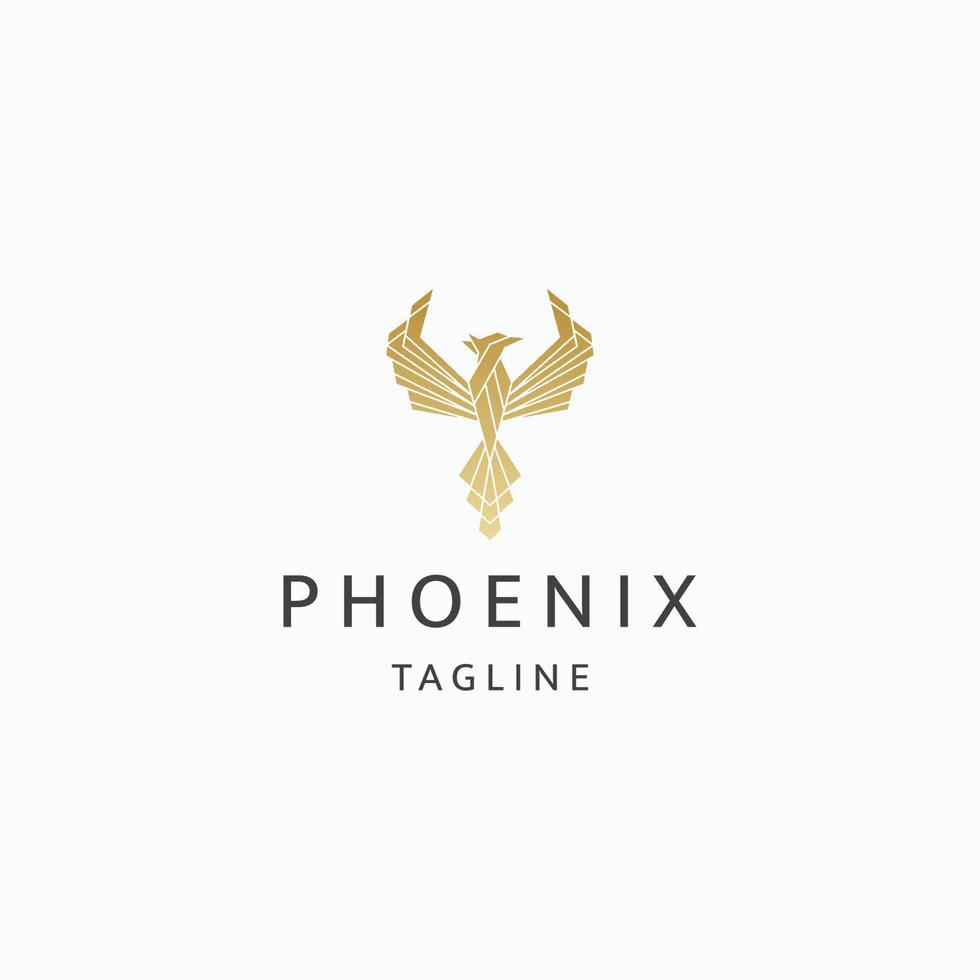 vetor plano de modelo de design de ícone de logotipo de pássaro fênix